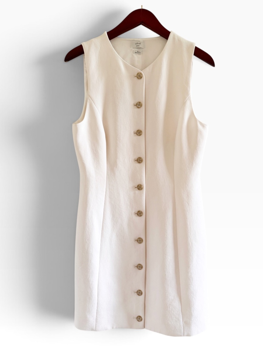 ARITZIA Wilfred Regal Button Front Dress Size 10 in Metropolis Beige - Picture 9 of 16